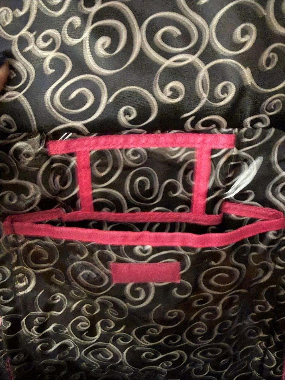 Kids Black Swirl Backpack with Pink Trim